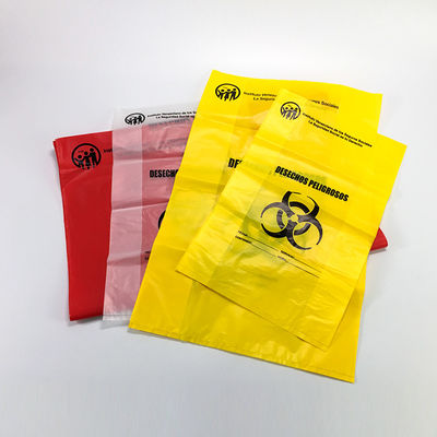 HDPEのBiohazardの使い捨て可能なオートクレーブ袋、黄色い医学の廃棄物処理袋